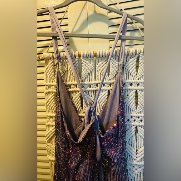FREE PEOPLE Intimately Gold Rush Sequined Mini Dress in Purple Sz Small - Picture 8 of 11